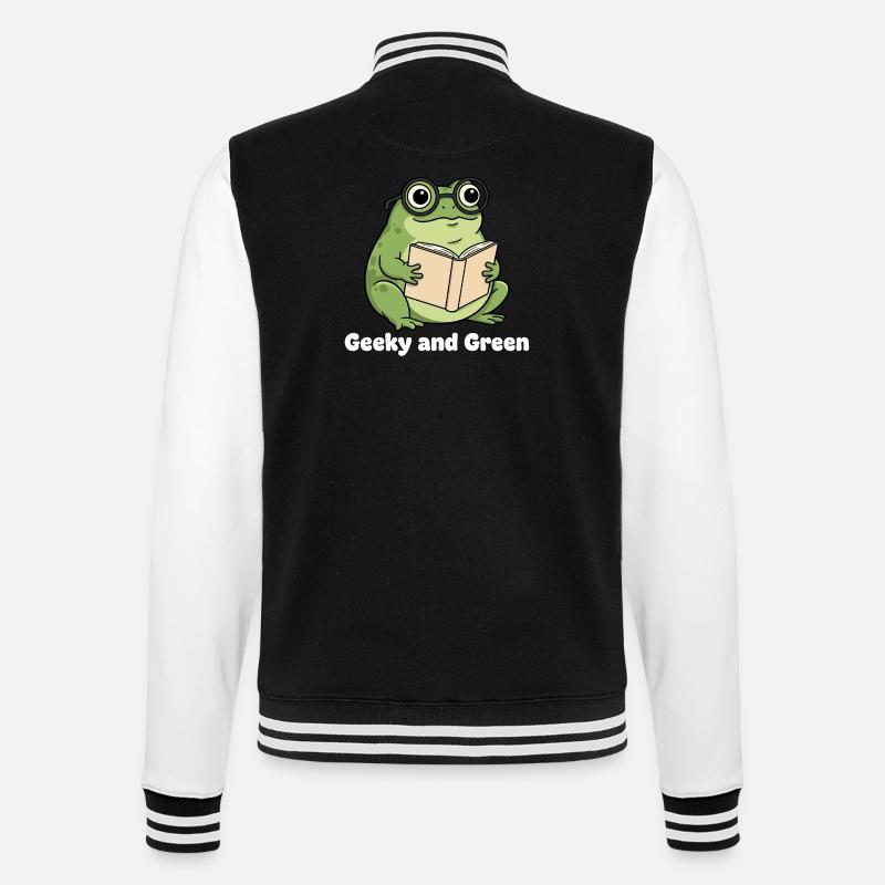 Lecture de grenouille verte geek - Veste Teddy - noir/blanc