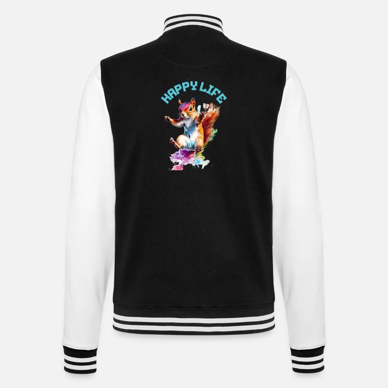 Happy Life Eichhörnchen Design - College-Sweatjacke - Schwarz/Weiß