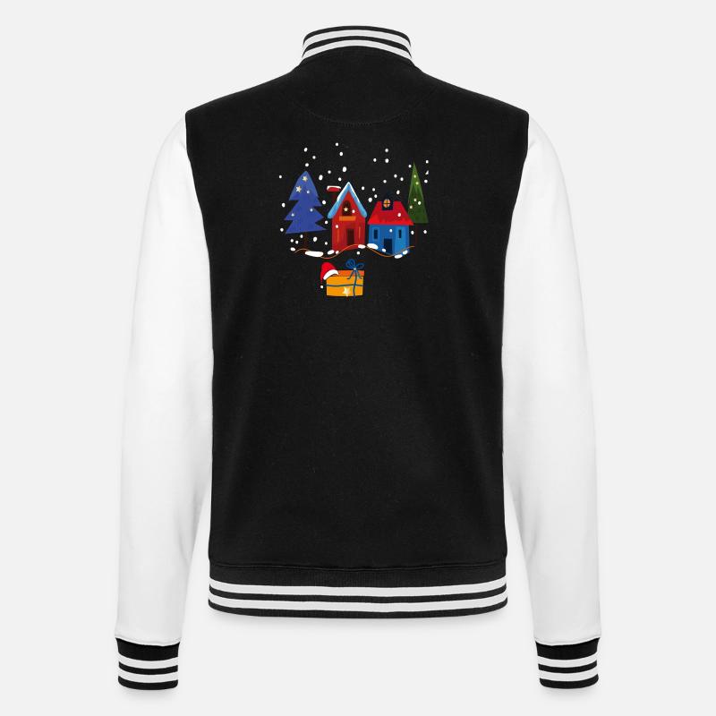 Maisons d’hiver avec de la neige - Veste Teddy - noir/blanc