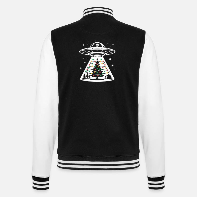 UFO Weihnachtsbaum Lichtstrahl - College-Sweatjacke - Schwarz/Weiß