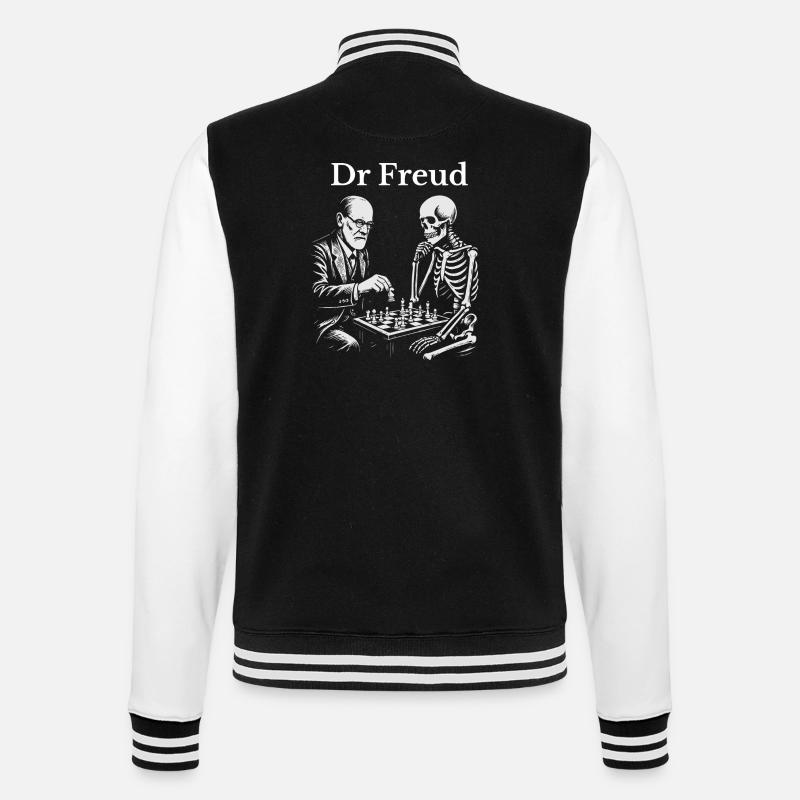 Freud Chess Duel with Skeleton - College Sweat Jacket - black/white