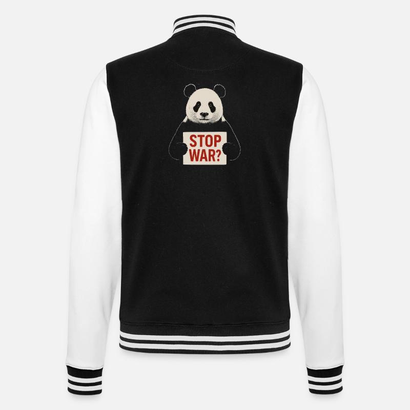 Panda calls for peace - College Sweat Jacket - black/white