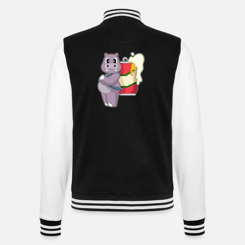 Nilpferd Bier - College-Sweatjacke - Schwarz/Weiß