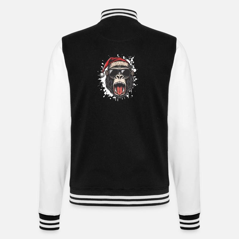 Gorille Noël drôle - Veste Teddy - noir/blanc