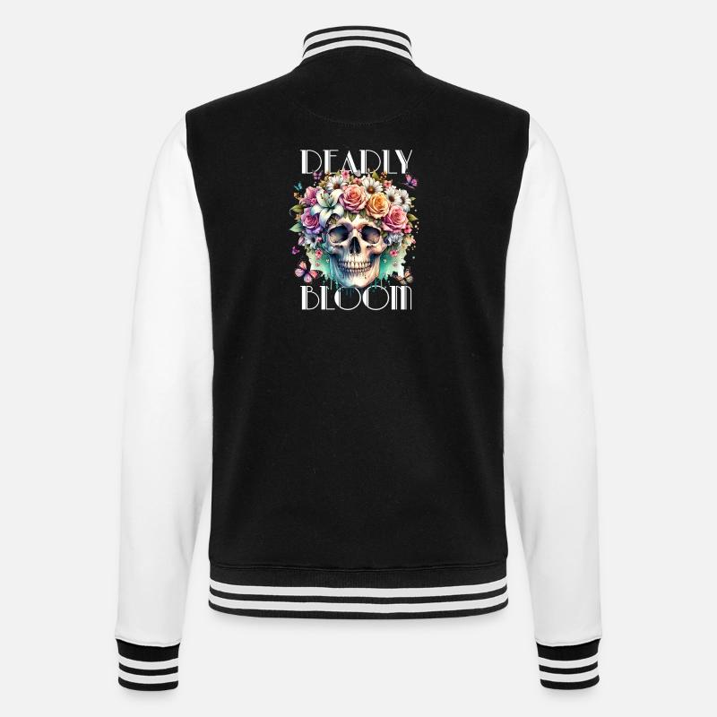 Fleurs Crâne Beauté Floraison - Veste Teddy - noir/blanc