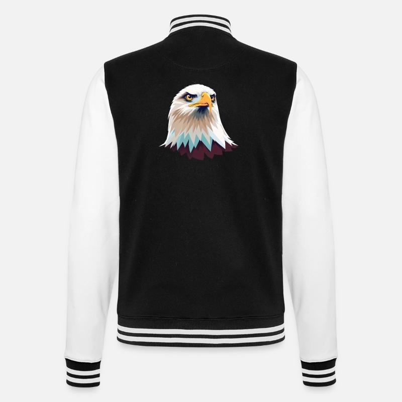 Geometric Eagle Head Illustration - College Sweat Jacket - black/white