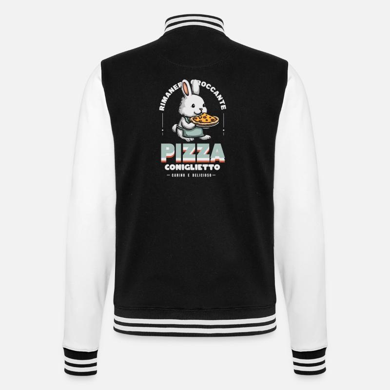 Bunny Pizza - College Sweat Jacket - black/white