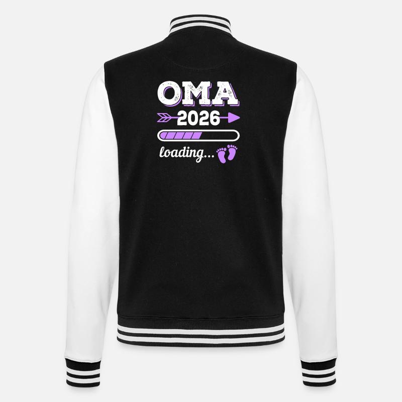 Oma 2026 Loading Schwangerschaft Geschenkidee - College-Sweatjacke - Schwarz/Weiß