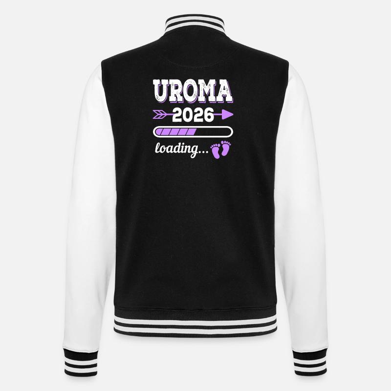 Uroma 2026 Loading Schwangerschaft Geschenkidee - College-Sweatjacke - Schwarz/Weiß