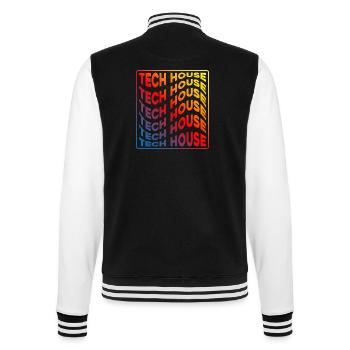 Répétitions de dégradés de néons Tech House - Veste Teddy - noir/blanc - Dos - Marisol (170cm)