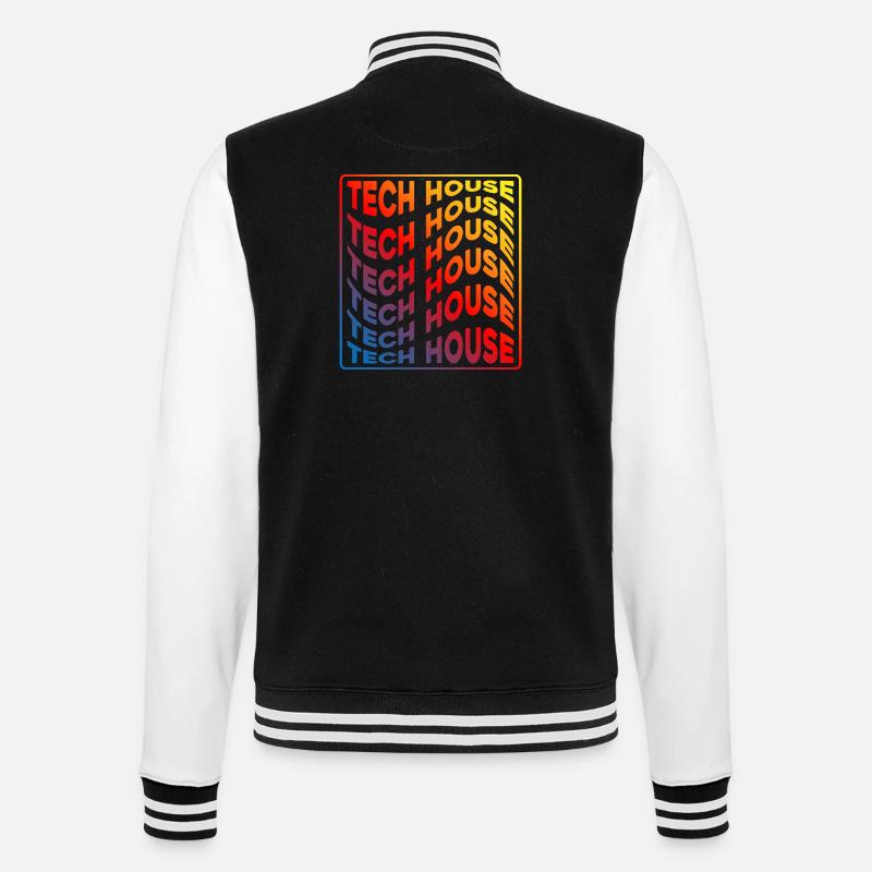 Tech House Neon Gradient Wiederholt sich - College-Sweatjacke - Schwarz/Weiß