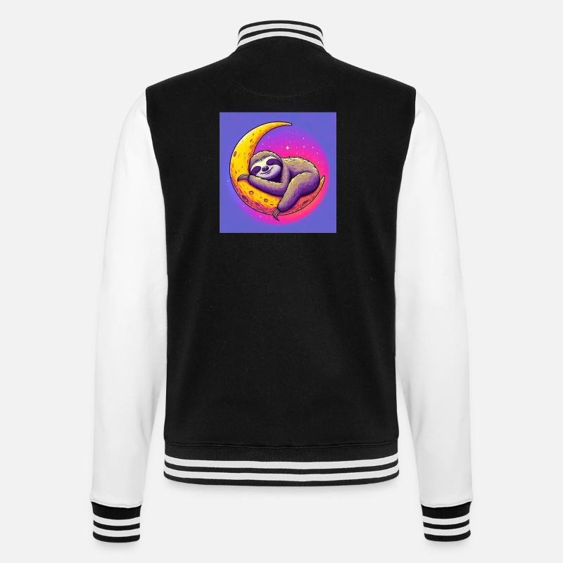 Faultier schläft auf dem Mond - College-Sweatjacke - Schwarz/Weiß