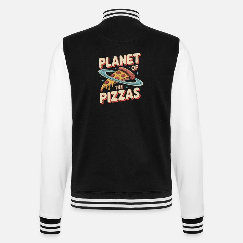 La planète des pizzas - Retro Pizza - Veste Teddy - noir/blanc