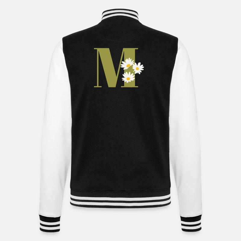 Buchstabe m grüne Gänseblümchen - College-Sweatjacke - Schwarz/Weiß