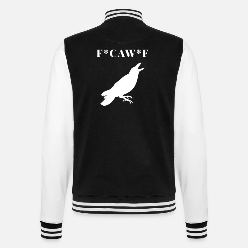 FCAWF Funny Crow Bird Design - College Sweat Jacket - black/white
