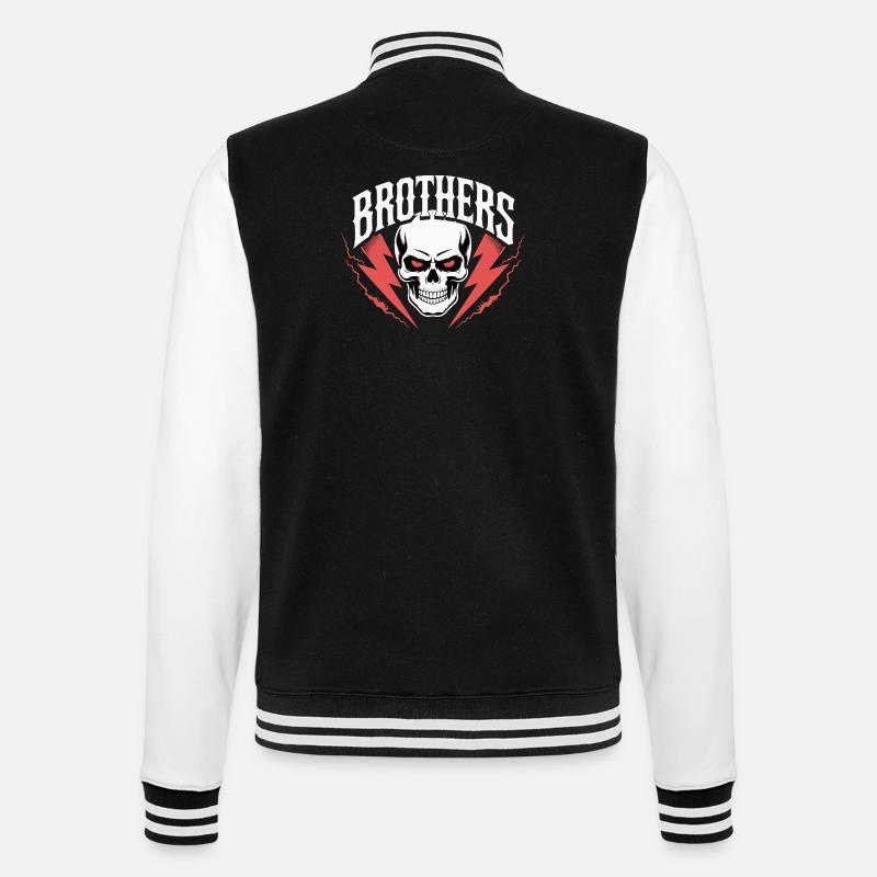 Brüder Schädel Donnerwappen - College-Sweatjacke - Schwarz/Weiß