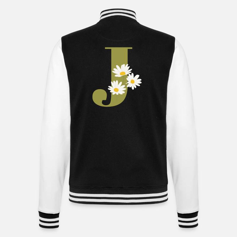 Buchstabe j Grüne Gänseblümchen - College-Sweatjacke - Schwarz/Weiß