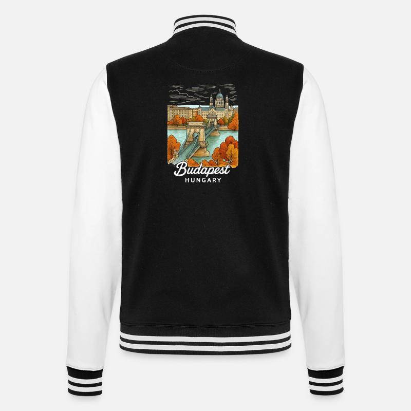 Budapest Ungarn - College-Sweatjacke - Schwarz/Weiß