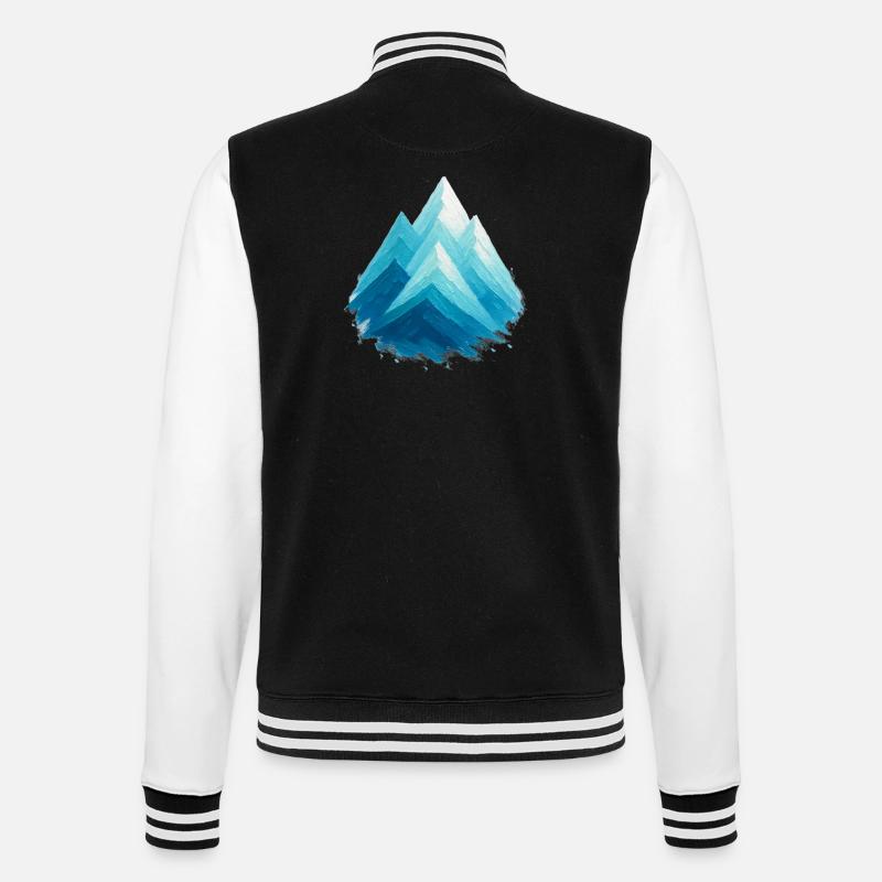 Sommets enneigés bleus aquarelle ski freeride - Veste Teddy - noir/blanc