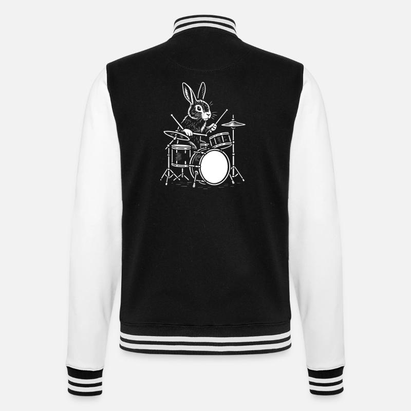 Rhythm Rabbit Drummer - College Sweat Jacket - black/white