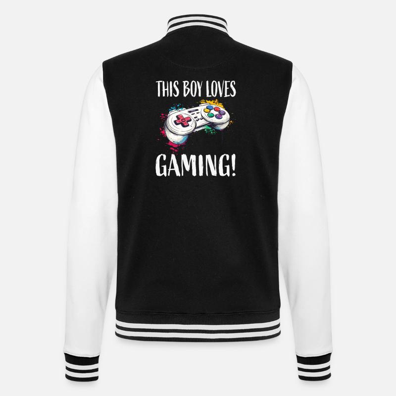 Dieser Junge liebt Gaming Controller - College-Sweatjacke - Schwarz/Weiß
