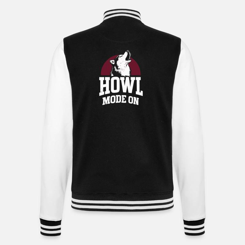Howl Mode On Husky Design - College Sweat Jacket - black/white