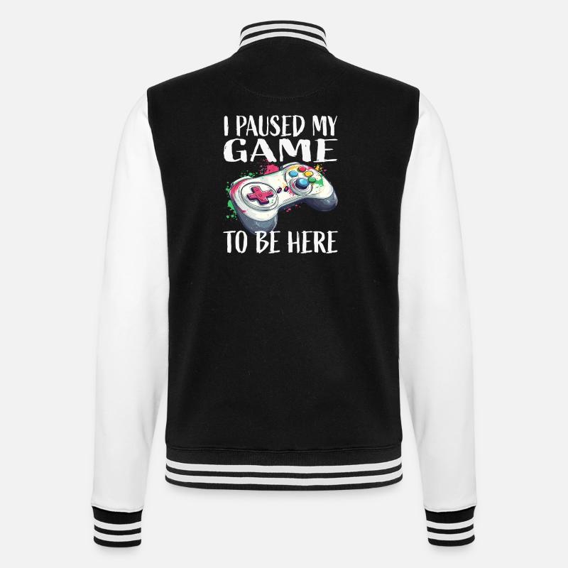 Ich pausierte mein Spiel Controller - College-Sweatjacke - Schwarz/Weiß