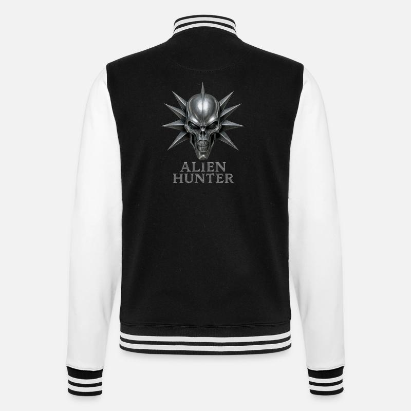 Alien Hunter Schädel-Emblem - College-Sweatjacke - Schwarz/Weiß