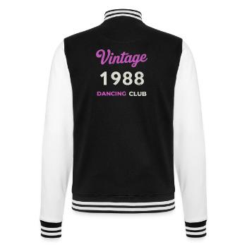 Vintage 1988 – Dancing Club Retro Birth Year - College Sweat Jacket - black/white - Back - Marisol (170cm)