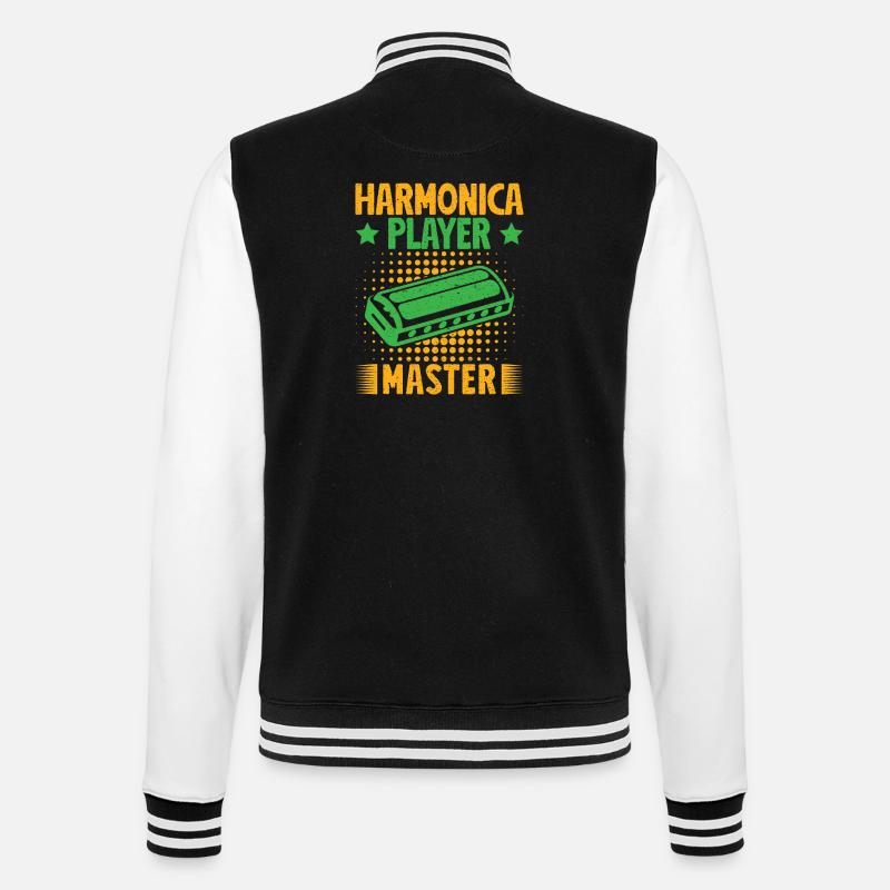 Funny Harmonica Player Master Harmonica - College Sweat Jacket - black/white