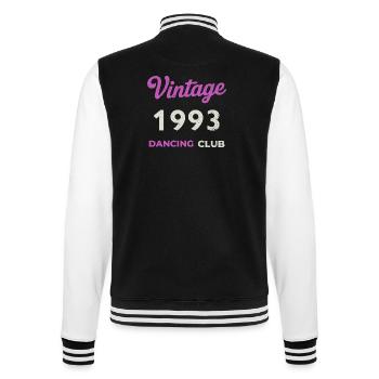 Vintage 1993 – Année de naissance rétro du Dancing Club - Veste Teddy - noir/blanc - Dos - Marisol (170cm)