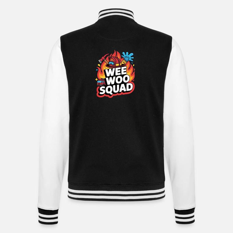 Wee Woo Squad Feuerwehr Auto Spass - College-Sweatjacke - Schwarz/Weiß