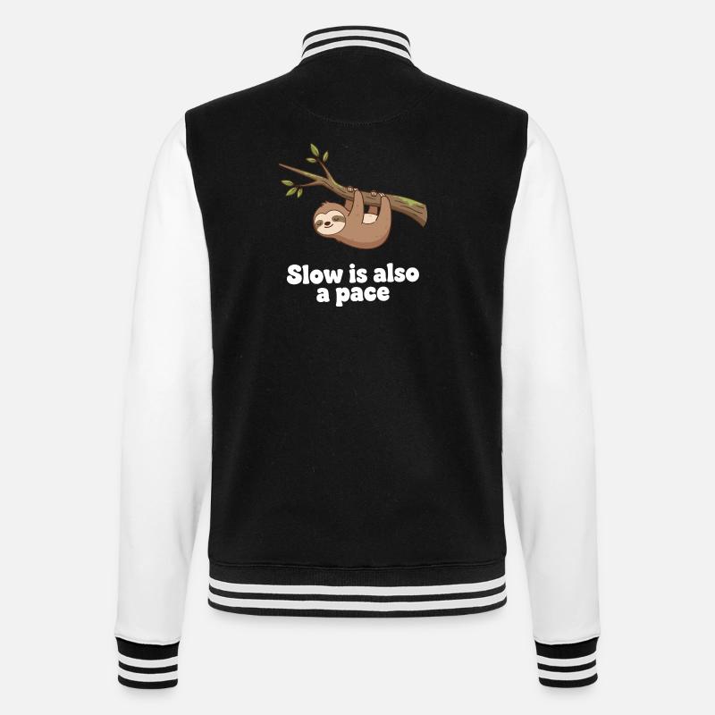 Langsam ist auch ein Tempo - College-Sweatjacke - Schwarz/Weiß