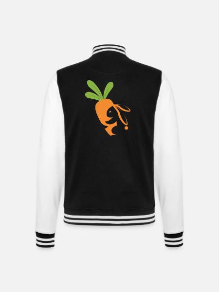 Karottenlächelndes Maskottchen - College-Sweatjacke - Schwarz/Weiß