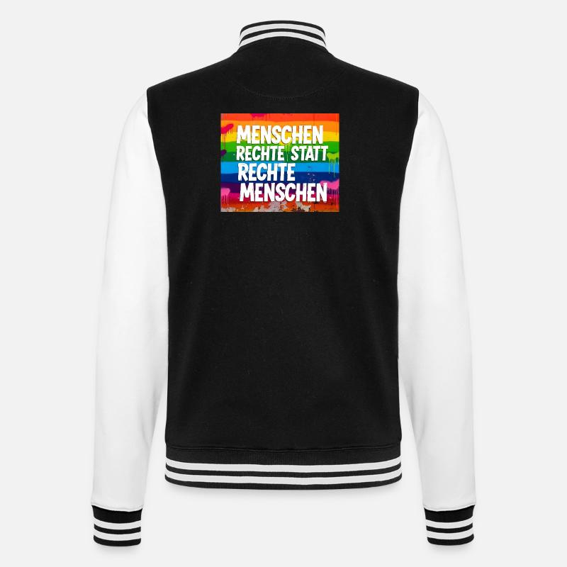 Menschenrechte statt rechte Menschen Statement - College-Sweatjacke - Schwarz/Weiß