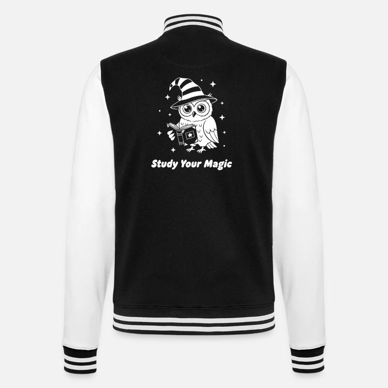 Magic owl learns magic - College Sweat Jacket - black/white