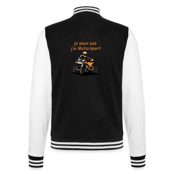 Ich kann nicht. Ich habe Motorsport. - College-Sweatjacke - Schwarz/Weiß - Hinten - Marisol (170cm)