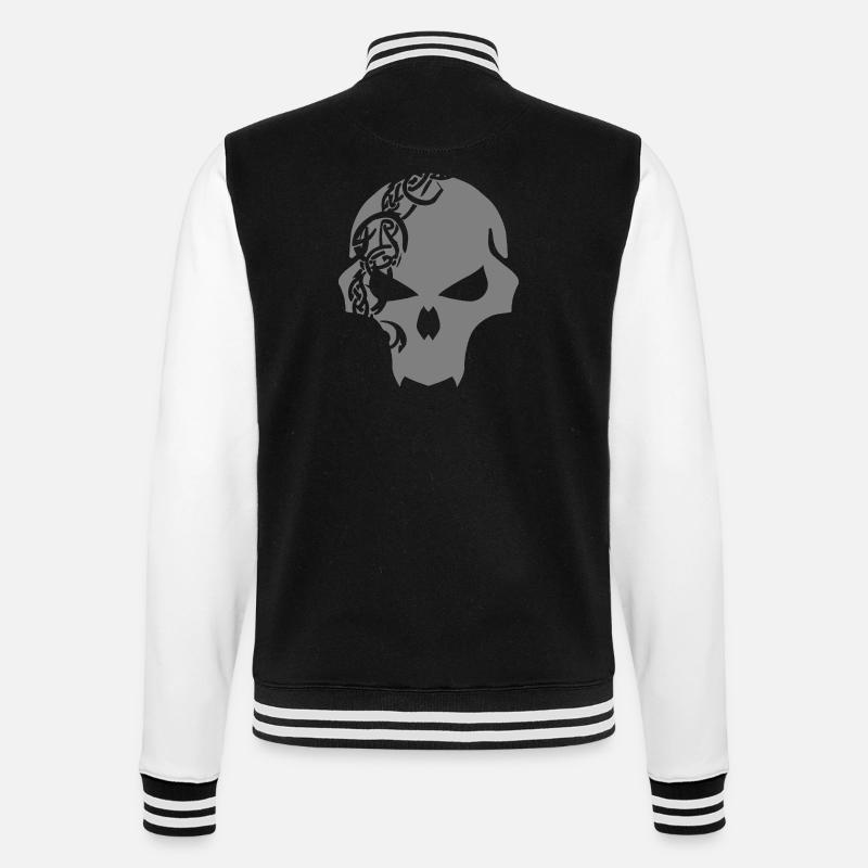 Gothic Schädel mit keltischen Tribal - College-Sweatjacke - Schwarz/Weiß