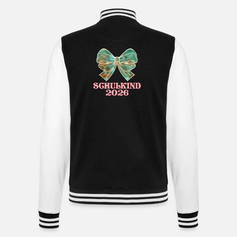 Schulkind 2026 Einschulung Mädchen - College-Sweatjacke - Schwarz/Weiß