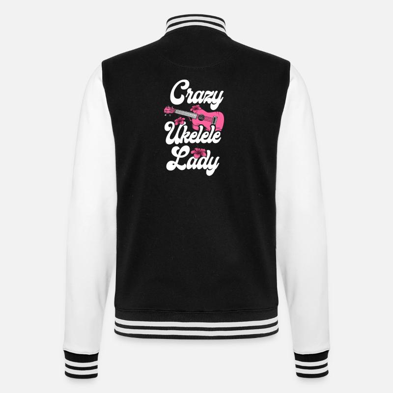 Hawaiian Ukulele Uke Crazy Ukulele - College-Sweatjacke - Schwarz/Weiß