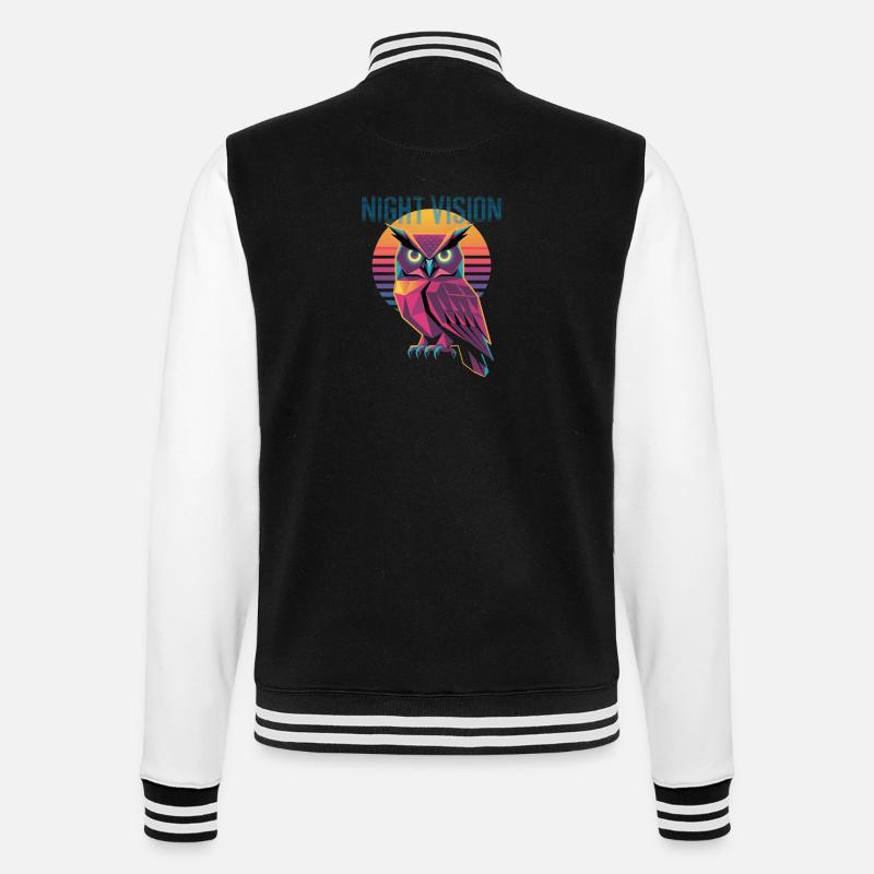 Night Vision Owl Retro Synthwave Sunset - Veste Teddy - noir/blanc