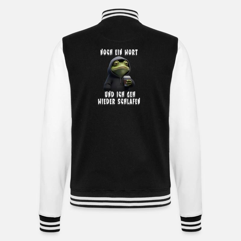 Grumpy Frog with Coffee Cartoon - College Sweat Jacket - black/white