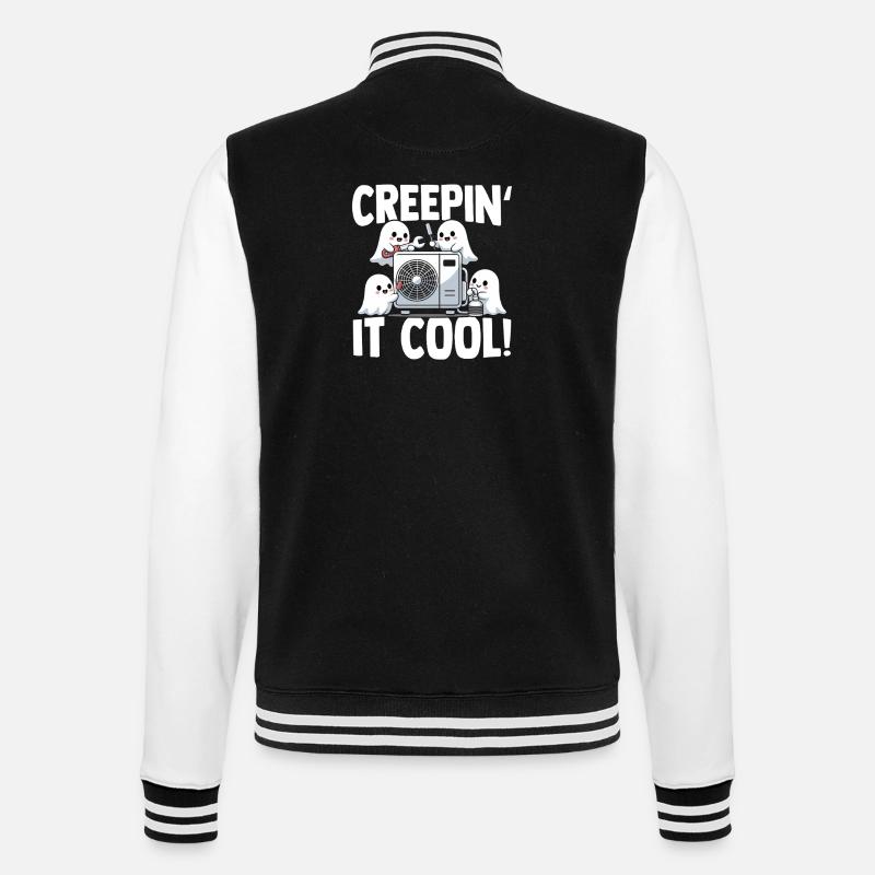 Technicien climatiseur Spooky Ghost CVAC - Veste Teddy - noir/blanc
