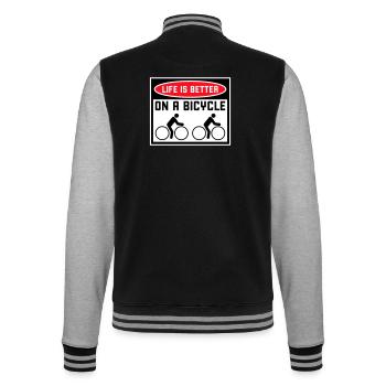 La vie est meilleure à vélo. Cyclisme Sport - Veste Teddy - noir/gris chiné - Dos - Marisol (170cm)