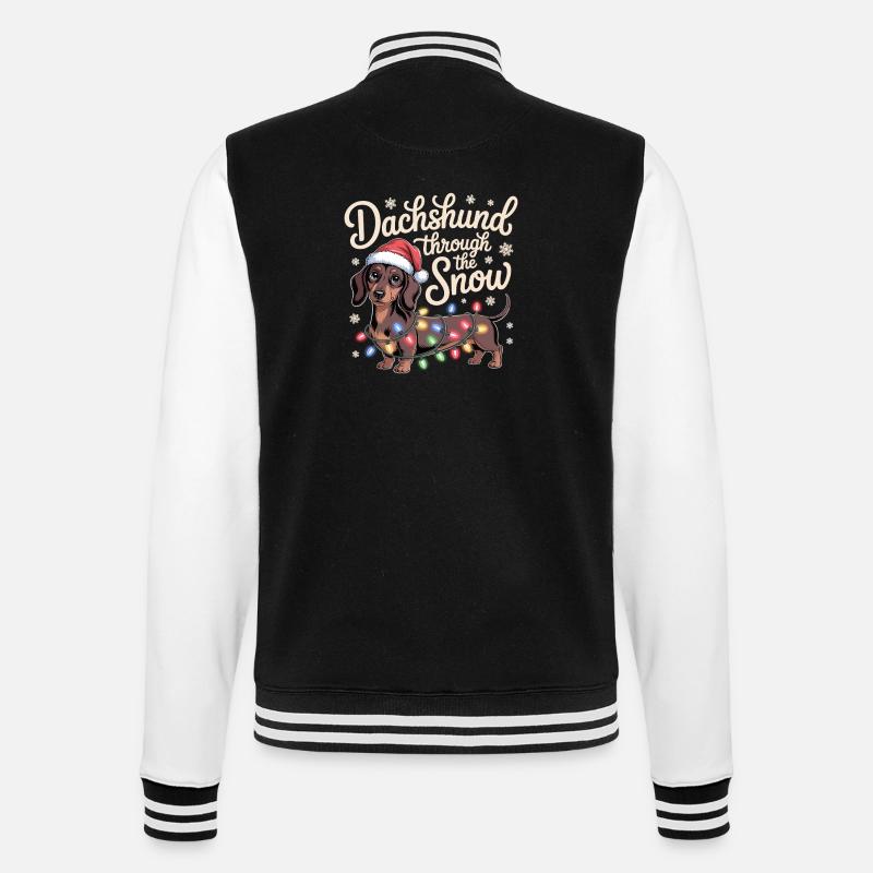 Weihnachtsdackel durch den Schnee - College-Sweatjacke - Schwarz/Weiß