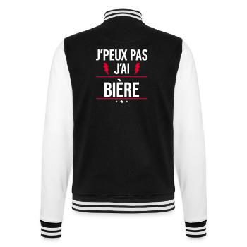 Ich kann kein Bier. Humor. Aperitif - College-Sweatjacke - Schwarz/Weiß - Hinten - Marisol (170cm)