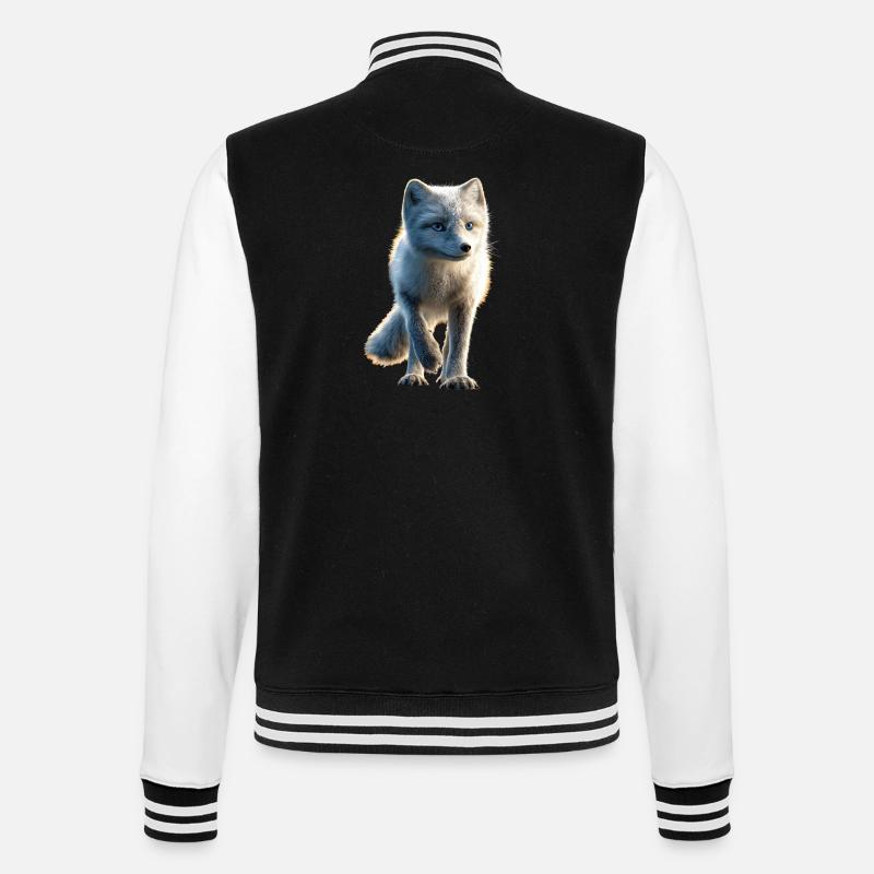 Polarfuchs Schneefuchs Eisfuchs Süßer Weißer Fuchs - College-Sweatjacke - Schwarz/Weiß