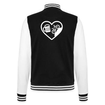 Heart Beer Mountainbike-Humor - College-Sweatjacke - Schwarz/Weiß - Hinten - Marisol (170cm)