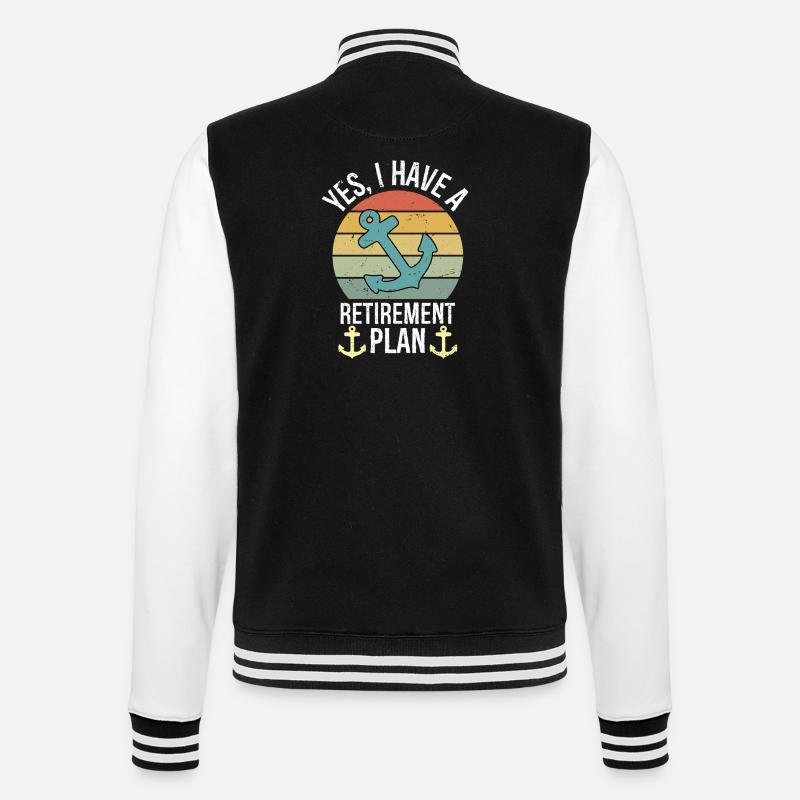Plain Sailing Boat Retirement Plan Gift - College-Sweatjacke - Schwarz/Weiß