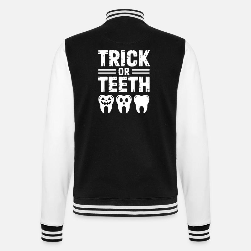 Trick oder Teeth Halloween-T-Shirt - College-Sweatjacke - Schwarz/Weiß